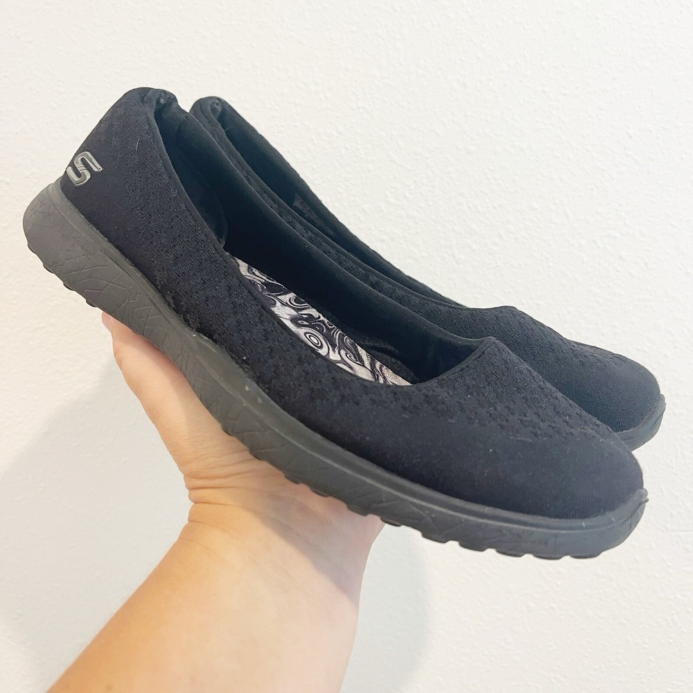 Sketchers Womens Comfort Shoe Size 8 Black Slip On Memory Foam Air Cooled Comfy